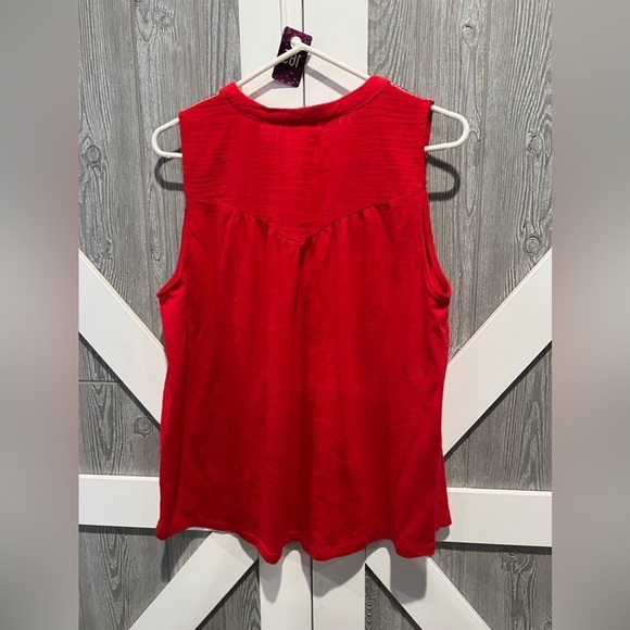 165. NWT Knox Rose Embroidered Tank Top Split Neck Small - Picture 5 of 5